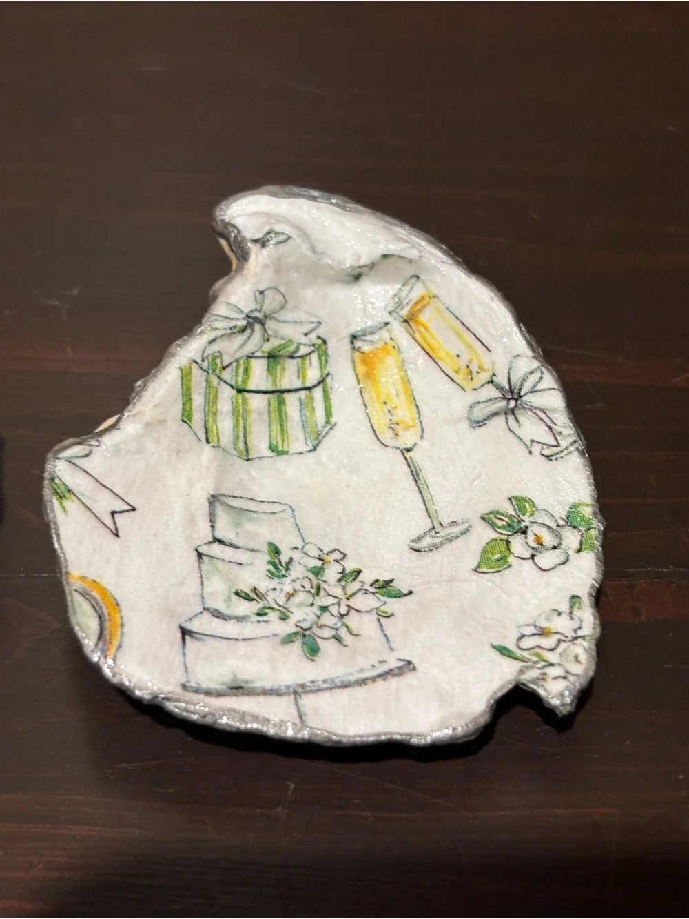Wedding bridal theme handmade decoupage shells